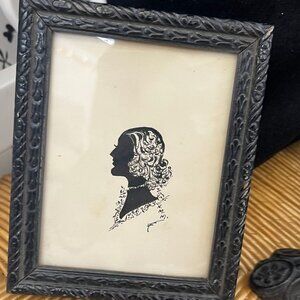 Vintage Silhouette Woman in Profile Black and White 1940s